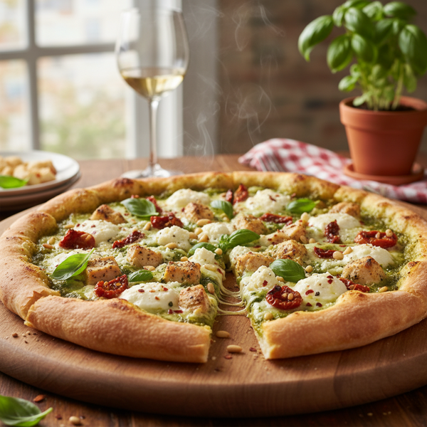 Savory Chicken Pesto Delight Pizza recipe