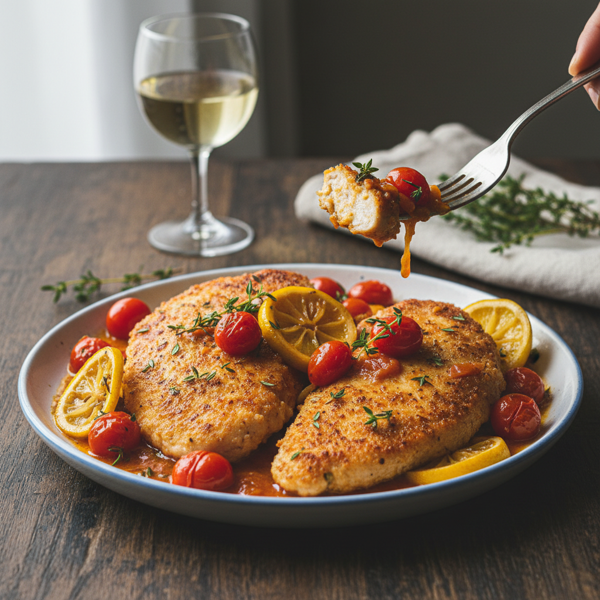 Savory Chicken Piccata with Tomato, Thyme & White Wine Sauce recipe