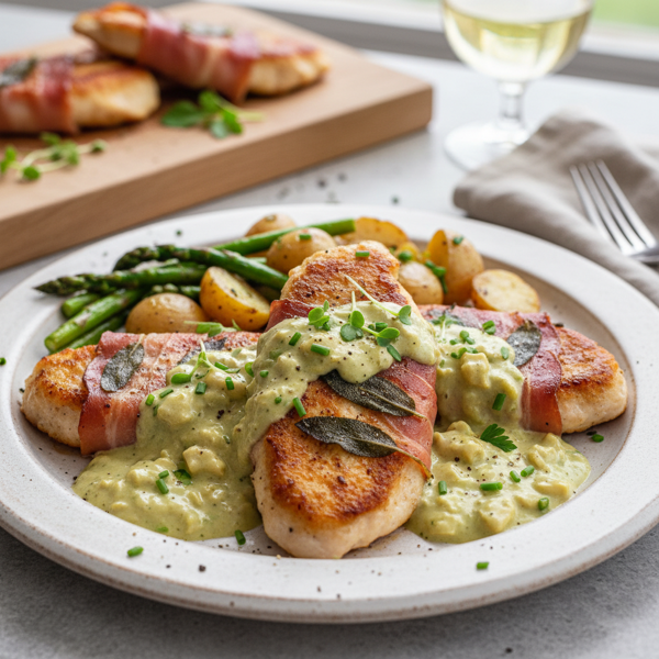 Savory Chicken Saltimbocca with Artichoke Cream Sauce recipe