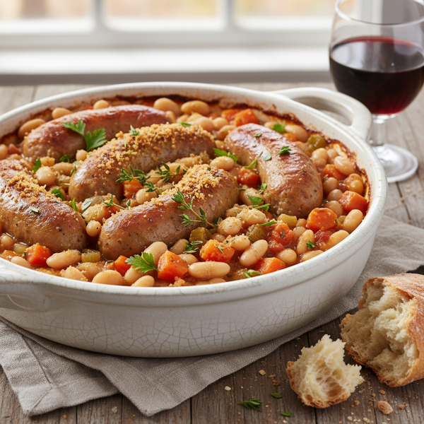 Savory Chicken Sausage Cassoulet with Cannellini Beans recipe