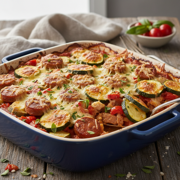 Savory Chicken Sausage & Zucchini Bake recipe