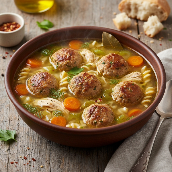 Savory Chicken Soup with Flavorful Chicken Meatballs recipe