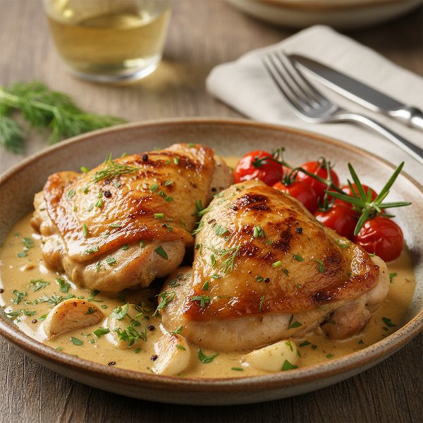 Savory Chicken Thighs in Creamy Garlic Sauce recipe
