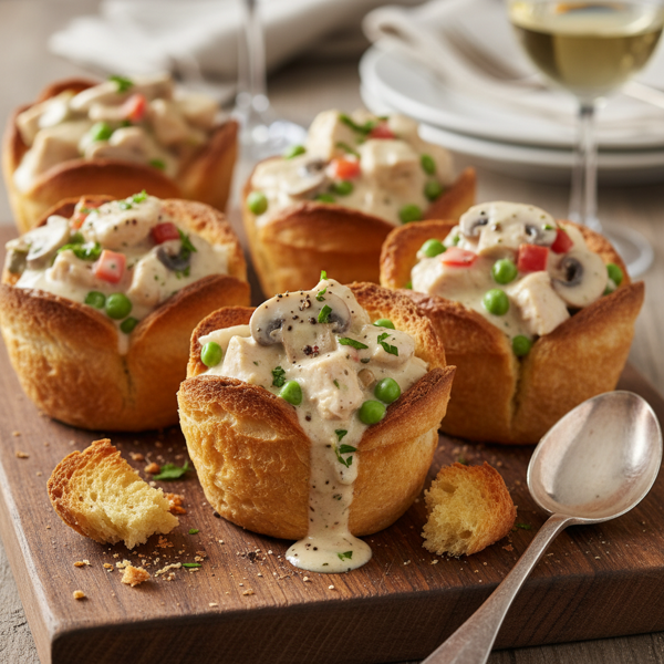 Savory Chicken (Turkey) a La King Toast Cups recipe