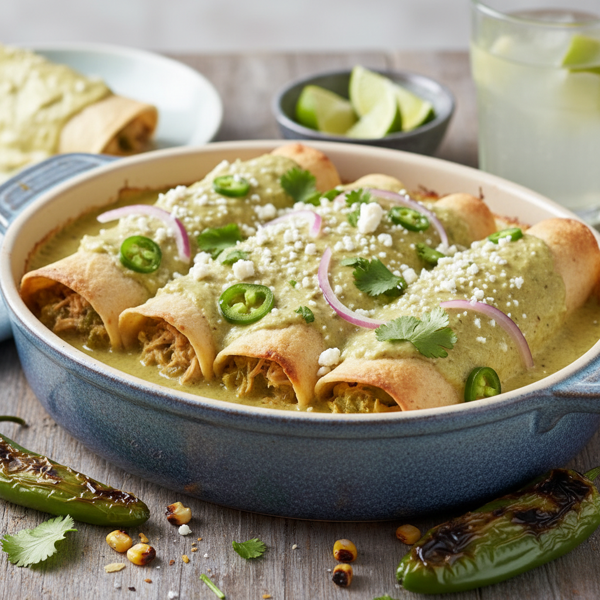 Savory Chicken & Green Chile Enchiladas recipe