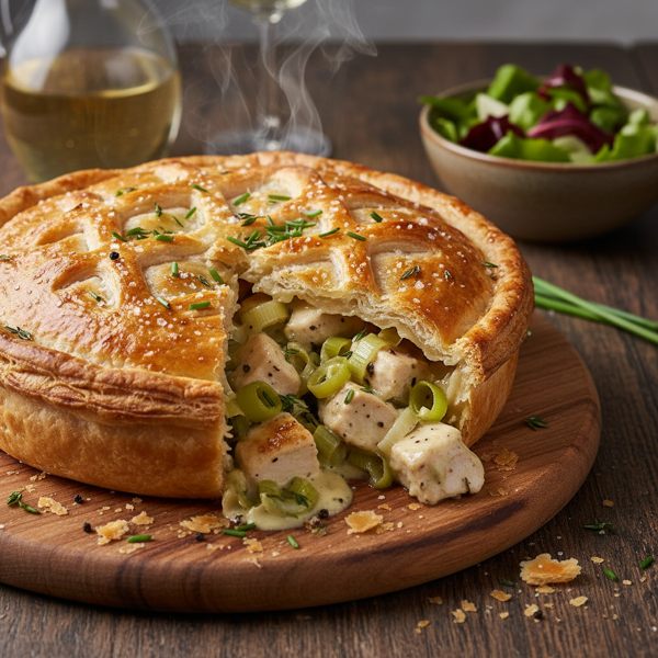 Savory Chicken & Leek Puff Pastry Pie recipe