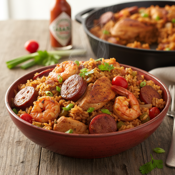 Savory Chicken & Sausage Jambalaya Delight recipe