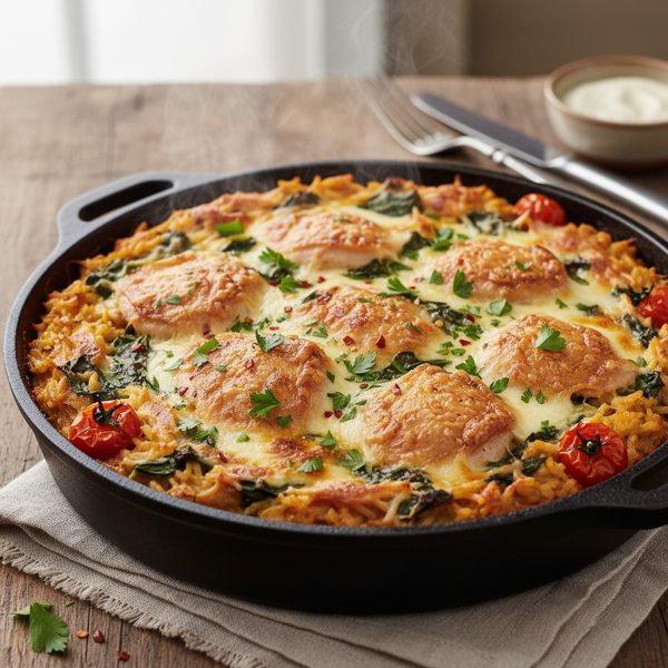 Savory Chicken & Spinach Rice Bake recipe