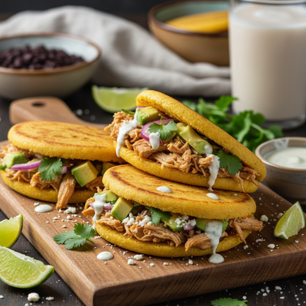Savory Chicken and Avocado Arepas recipe