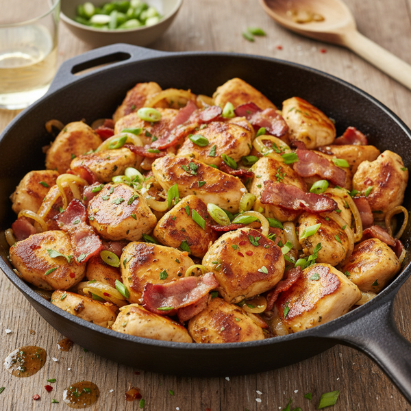 Savory Chicken and Bacon Sauté with Scallions recipe