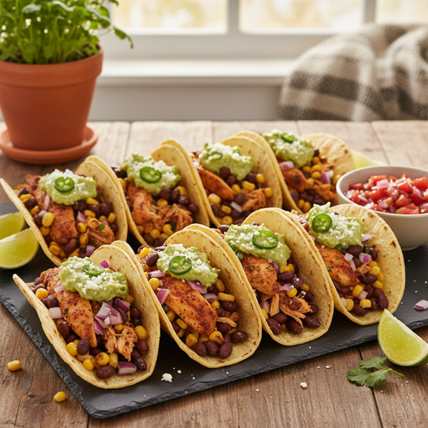 Savory Chicken and Bean Taco Feast recipe