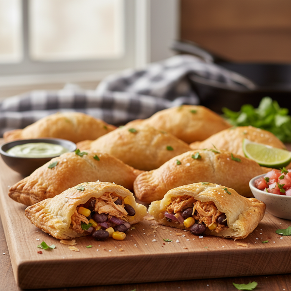 Savory Chicken and Black Bean Puff Pastry Empanadas recipe