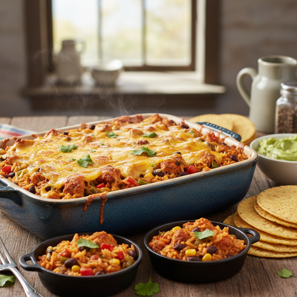 Savory Chicken and Black Bean Rice Bake recipe