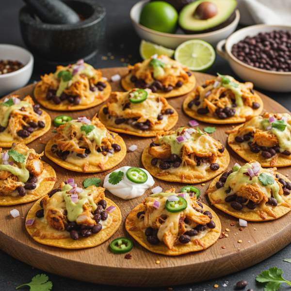 Savory Chicken and Black Bean Tostizza Bites recipe