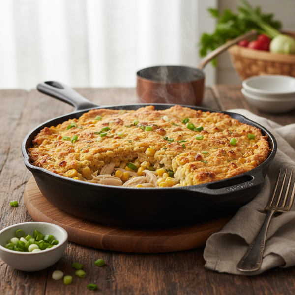 Savory Chicken and Cornbread Casserole recipe