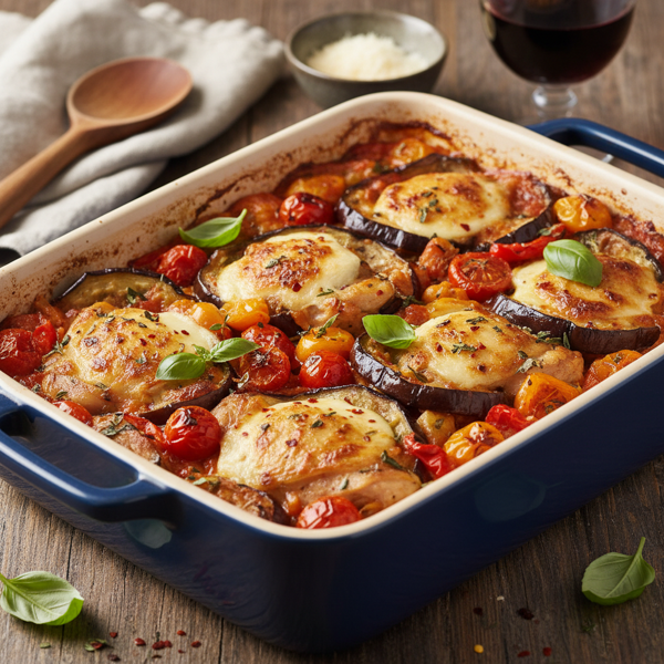 Savory Chicken and Eggplant Bake recipe