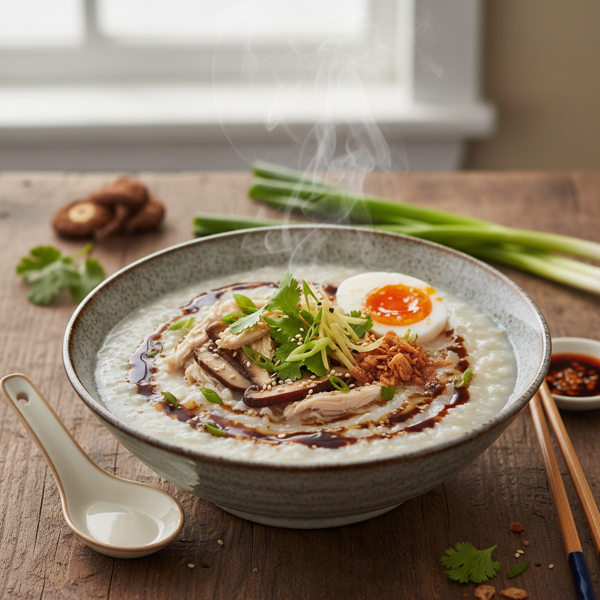 Savory Chicken and Mushroom Congee recipe