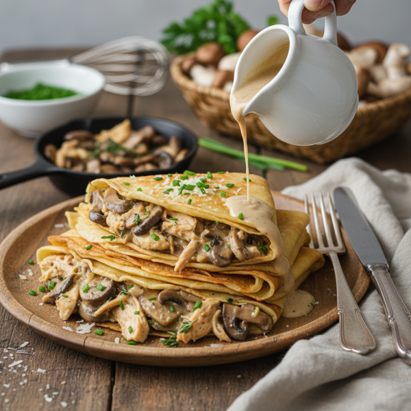 Savory Chicken and Mushroom Crêpes recipe