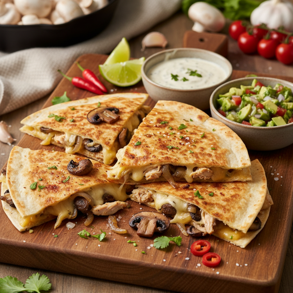 Savory Chicken and Mushroom Quesadilla recipe