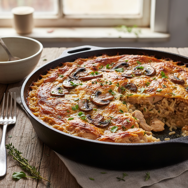 Savory Chicken and Mushroom Rice Bake recipe