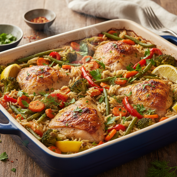 Savory Chicken and Rice Vegetable Bake recipe