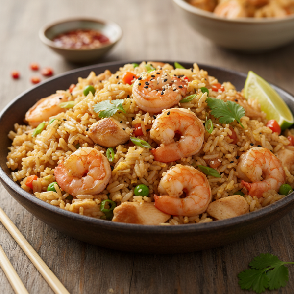 Savory Chicken and Shrimp Fried Rice recipe