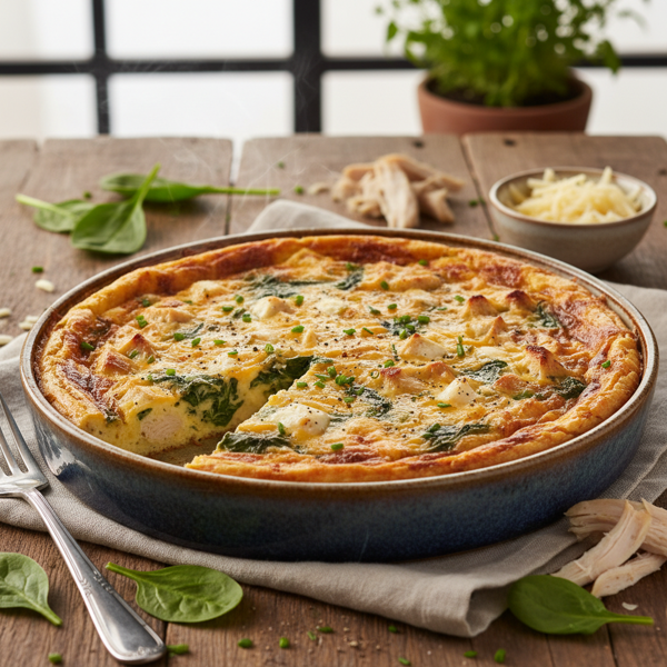 Savory Chicken and Spinach Quiche without Crust recipe