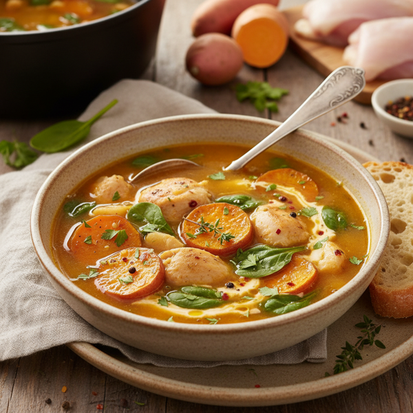 Savory Chicken and Sweet Yam Soup recipe