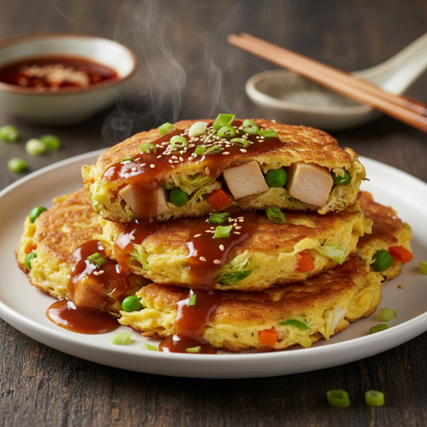 Savory Chicken and Vegetable Egg Foo Young recipe