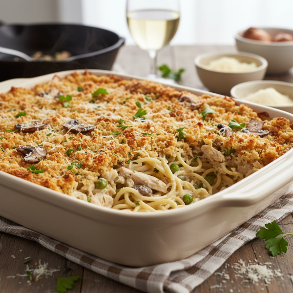 Savory Chicken or Turkey Tetrazzini Bake recipe