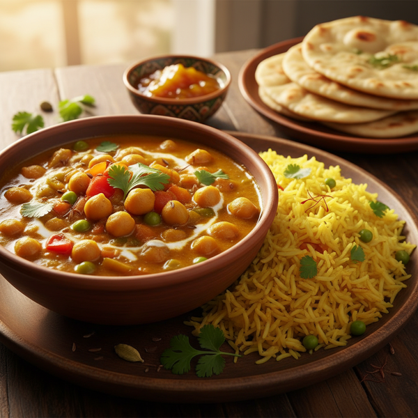 Savory Chickpea Curry with Turmeric Basmati Rice recipe