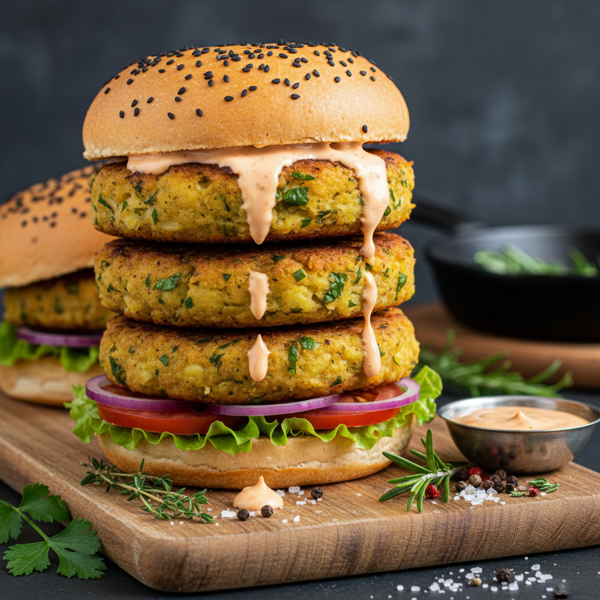 Savory Chickpea Potato Burgers recipe