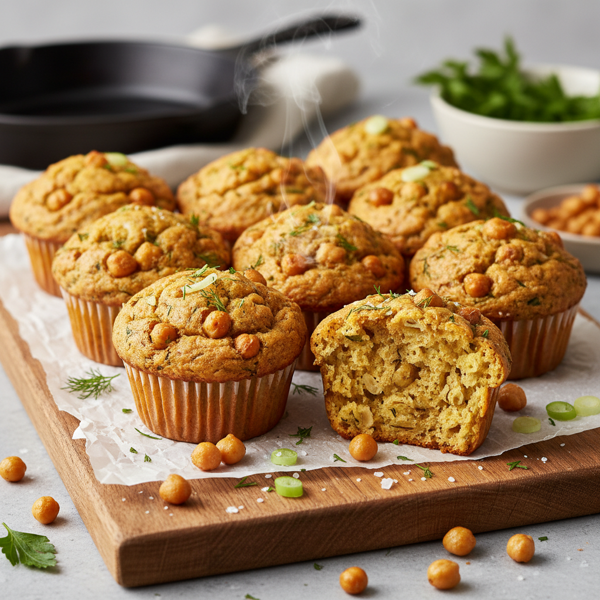 Savory Chickpea & Onion Fluffy Muffins recipe