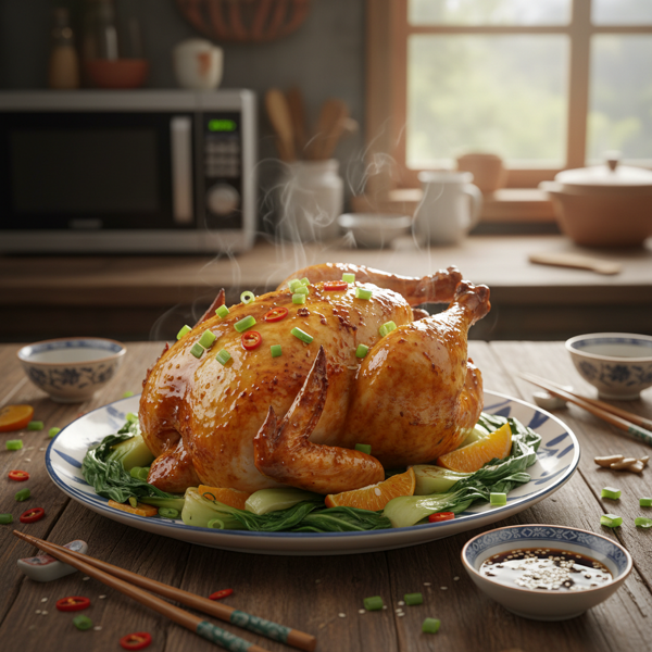 Savory Chinese-Style Microwave Roast Chicken recipe