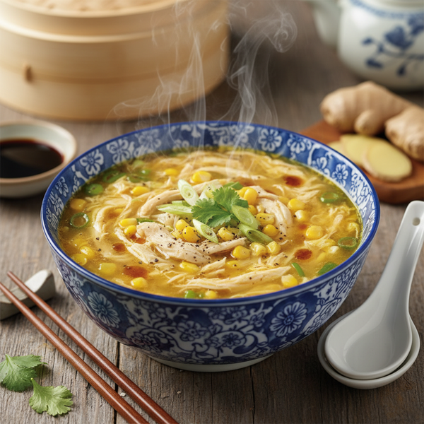 Savory Chinese Chicken and Sweet Corn Egg Drop Soup recipe