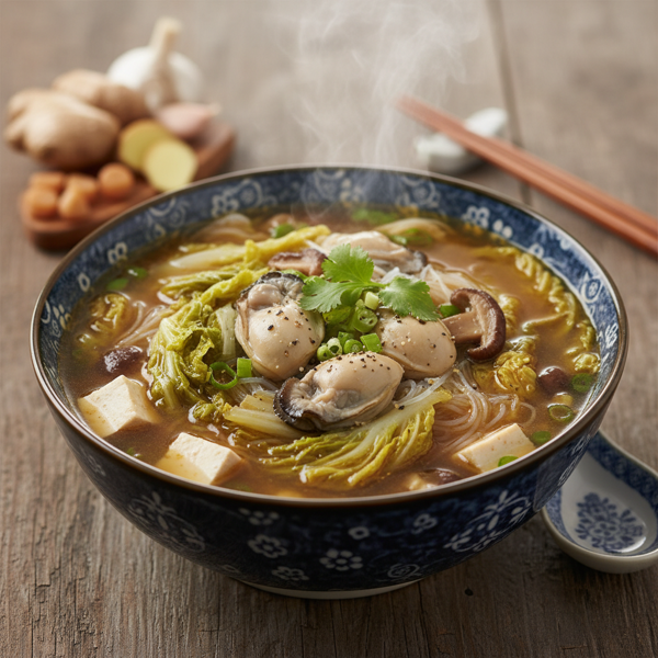 Savory Chinese Oyster and Napa Cabbage Soup recipe