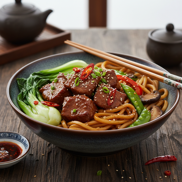 Savory Chinese Pot Roast with Noodles and Vegetables recipe