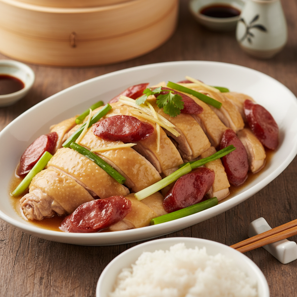 Savory Chinese Steamed Chicken with Larp Chong recipe
