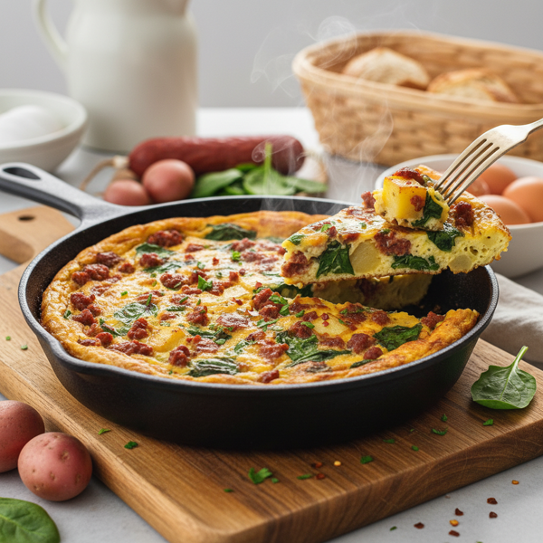 Savory Chorizo, Potato, and Spinach Frittata recipe