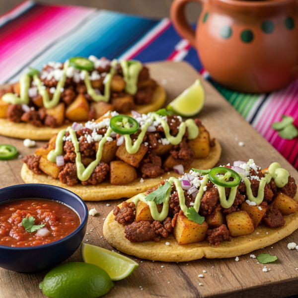 Savory Chorizo and Potato Huaraches recipe