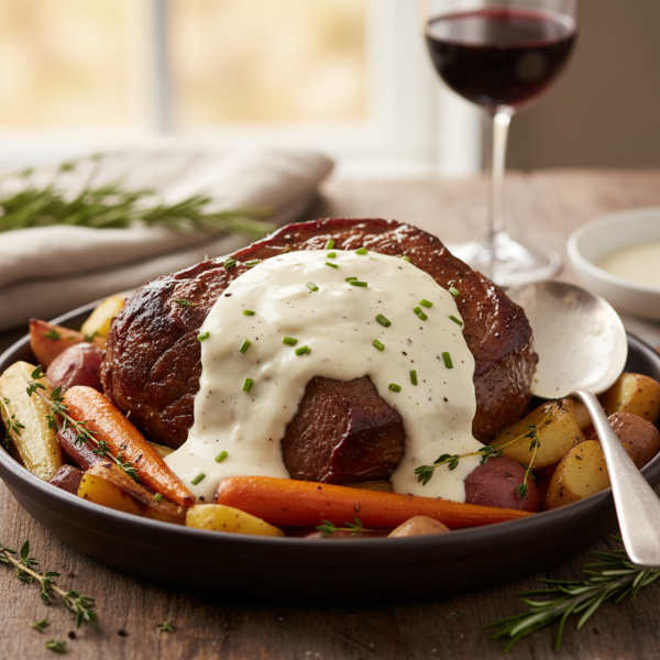Savory Chuck Roast with Creamy Sour Cream Gravy recipe