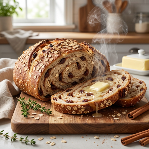 Savory Cinnamon Raisin Oatmeal Bread recipe