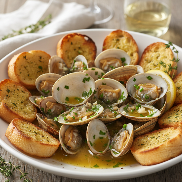 Savory Clams with White Wine and Herbed Garlic Sauce recipe