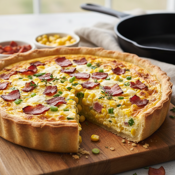 Savory Corn and Bacon Quiche recipe