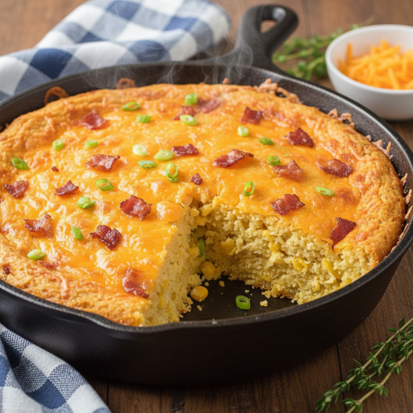 Savory Cornbread Cheddar Casserole recipe