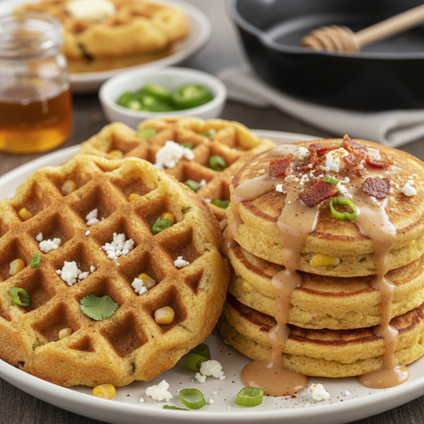 Savory Cornbread Waffles & Pancakes recipe