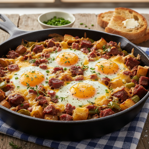 Savory Corned Beef Hash & Egg Bake recipe