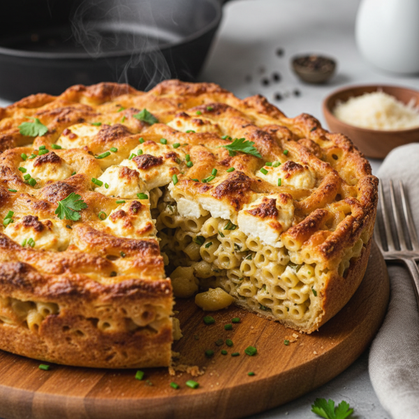 Savory Cottage Cheese Macaroni Pie recipe