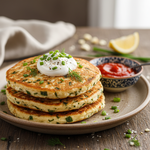 Savory Cottage Cheese Matzo Pancakes recipe