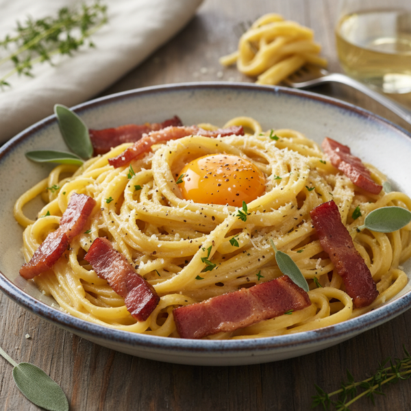 Savory Country Ham Fettuccine Carbonara recipe
